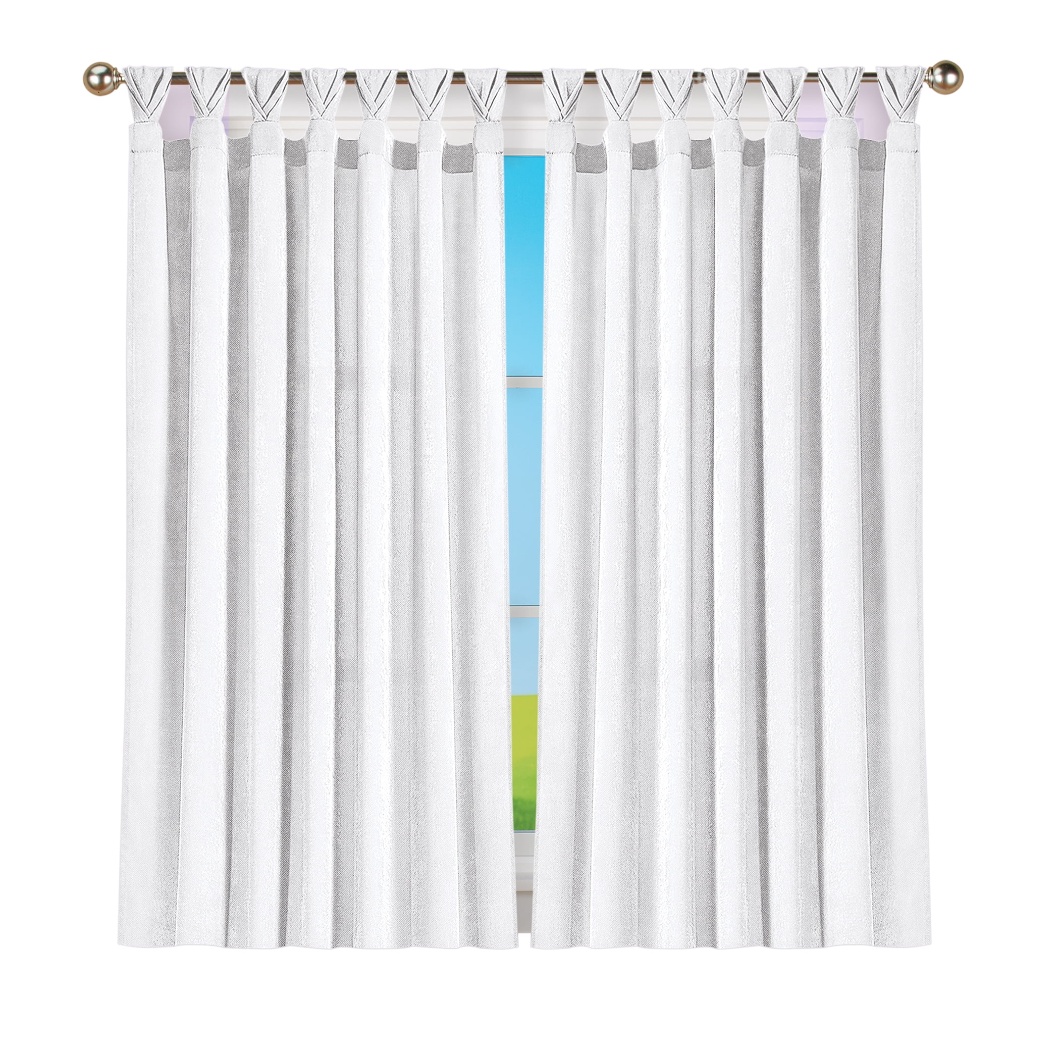 White Wide Crepe Georgette Tab Top Drapes