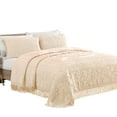 thumbnail image 1 of Collections Etc Luxurious Medallion Chenille Fringe Border Bedspread Navy - Queen, 1 of 5