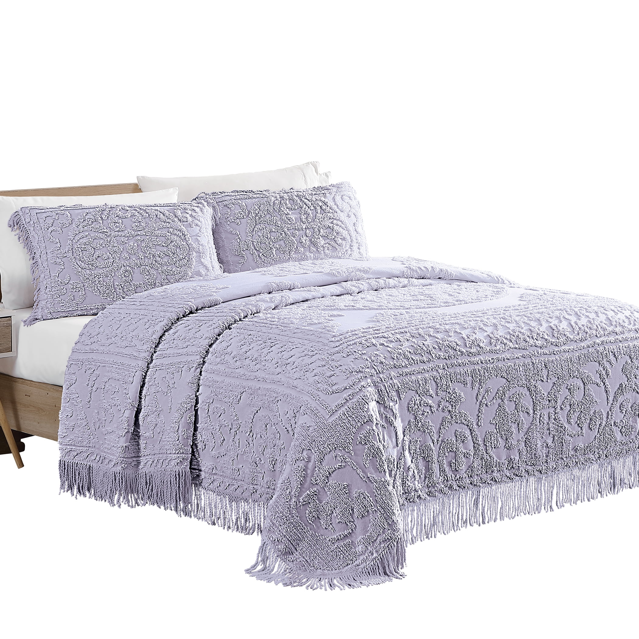 Collections Etc Luxurious Medallion Chenille Fringe Border Bedspread