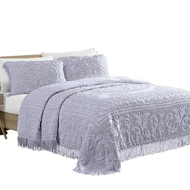 Collections Etc Luxurious Medallion Chenille Fringe Border Bedspread