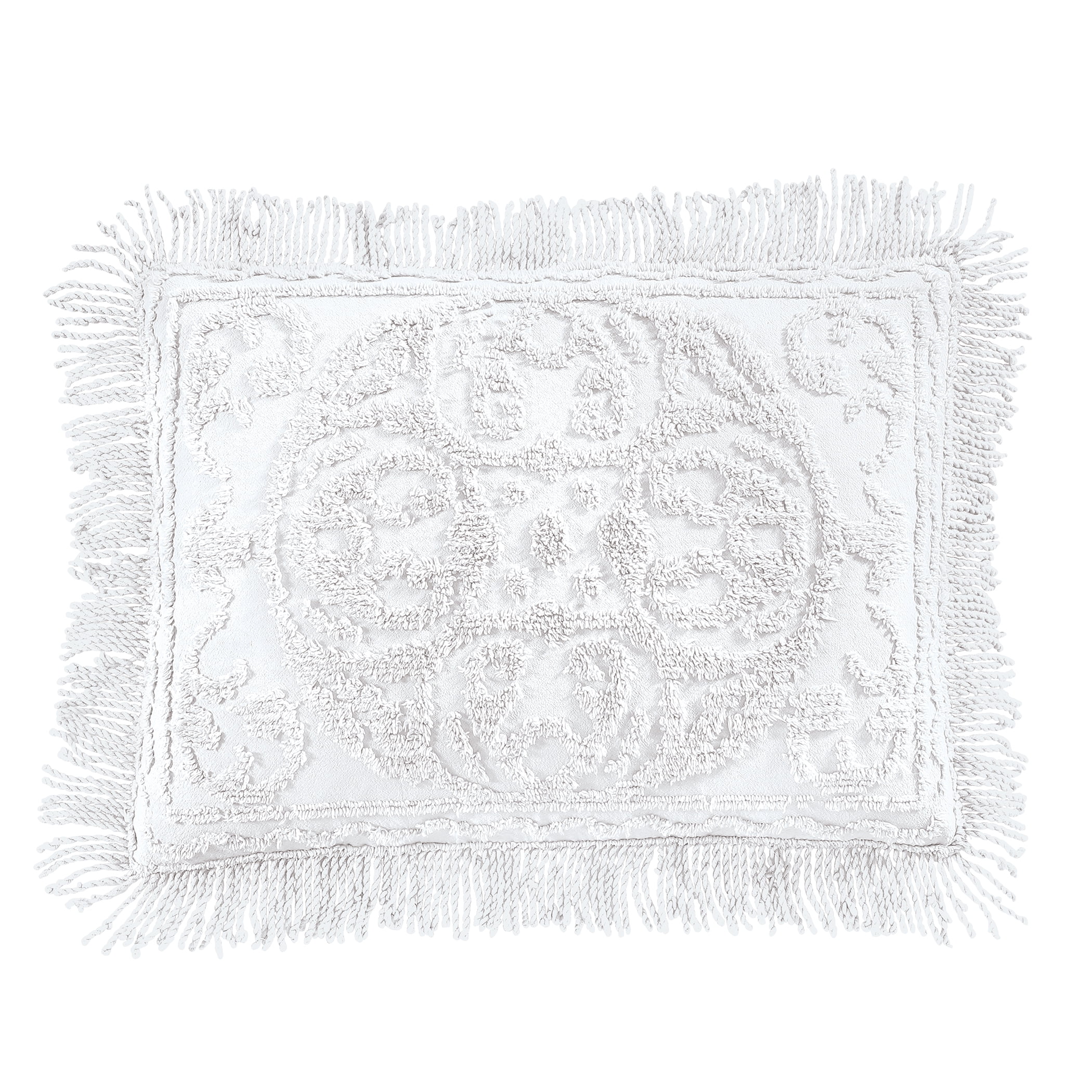 Collections Etc Luxurious Medallion Chenille Fringe Border Pillow Sham