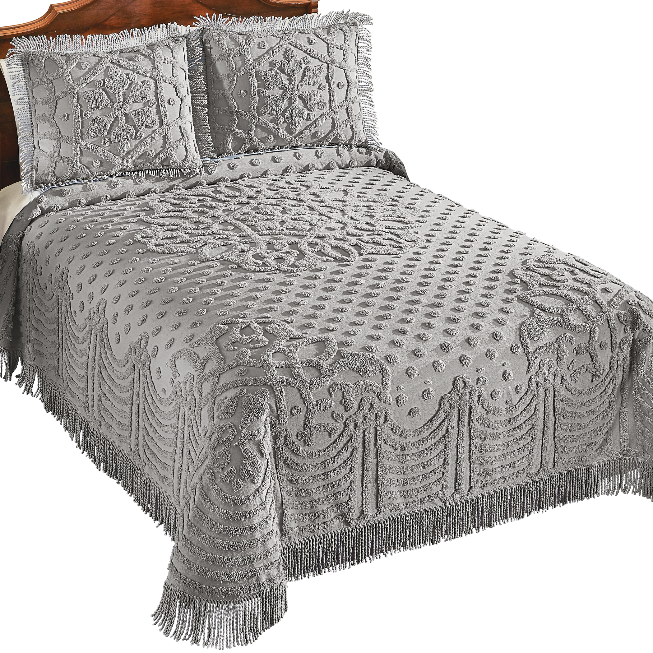 Collections Etc Madeline Tufted Medallion Chenille Cotton Bedspread