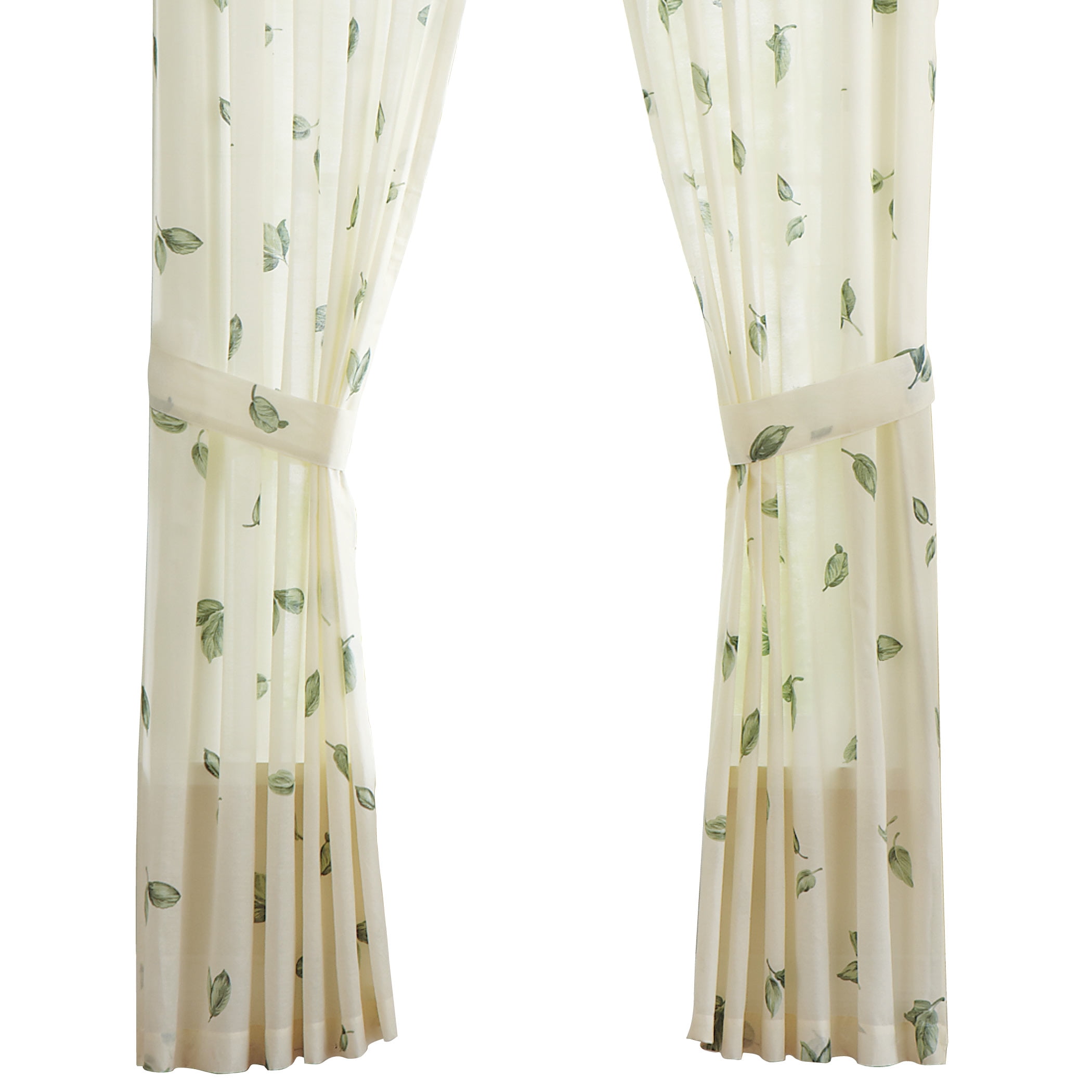Sage Leaf Pattern Cotton Polyester Rod Pocket Curtains