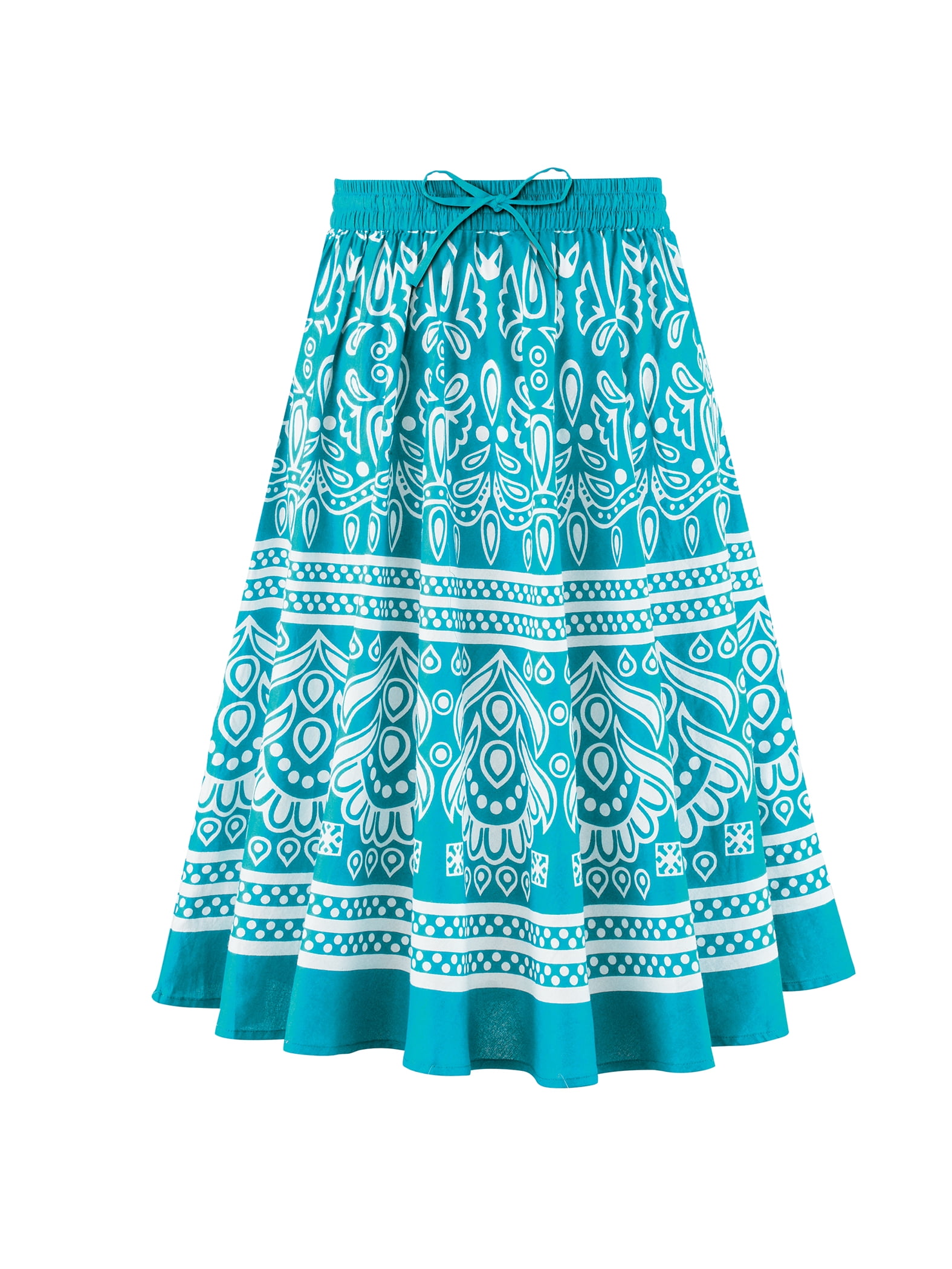 Collections Etc Medallion Border Print Elasticized Drawstring Waist ...