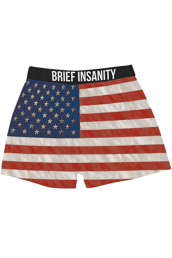 Collections Etc Men's Brief Insanity Elastic Drawstring American Flag Boxers