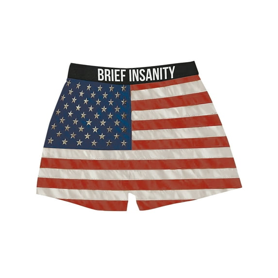 Collections Etc Men's Brief Insanity Elastic Drawstring American Flag Boxers
