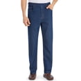 thumbnail image 1 of Collections Etc Men's Classic Denim Styling Cotton Pull-On Jeans, 1 of 6
