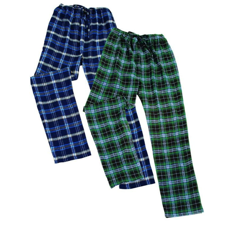 Tall Men's Pajama Bottom: Flannel, Classic Plaid (Green/Blue) - FINAL SALE  - Small / 2X-Tall - 40