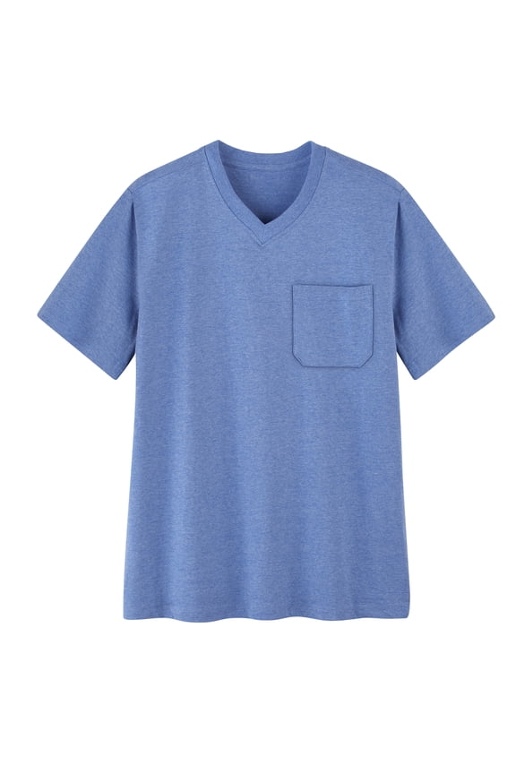 Collections Etc Men's Patch Pocket V-Neck Short Sleeve T-Shirt