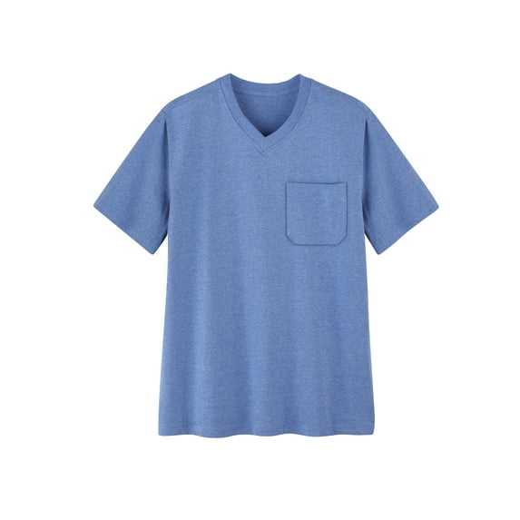 Collections Etc Men's Patch Pocket V-Neck Short Sleeve T-Shirt