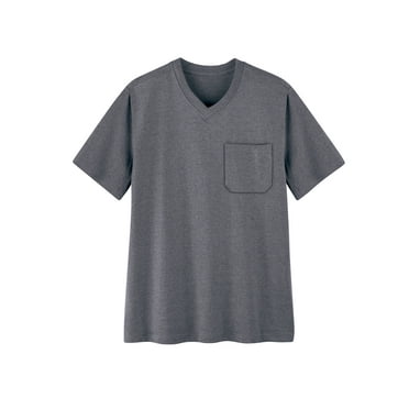 Collections Etc Men's Patch Pocket V-Neck Short Sleeve T-Shirt