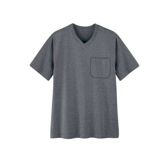 Collections Etc Men's Patch Pocket V-Neck Short Sleeve T-Shirt