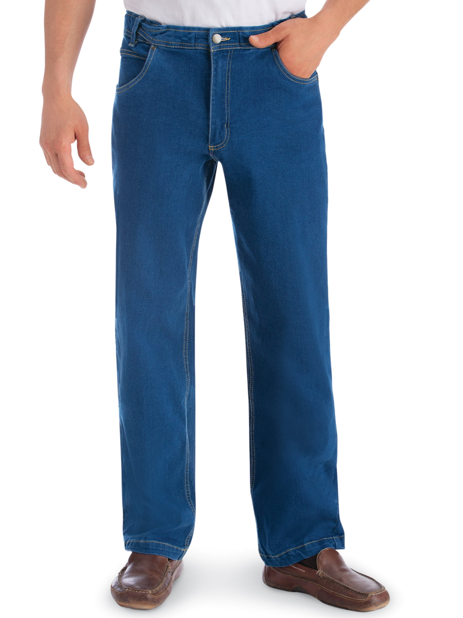 Collections Etc Mens Flex Waist Classic Denim Styling Blue Jeans
