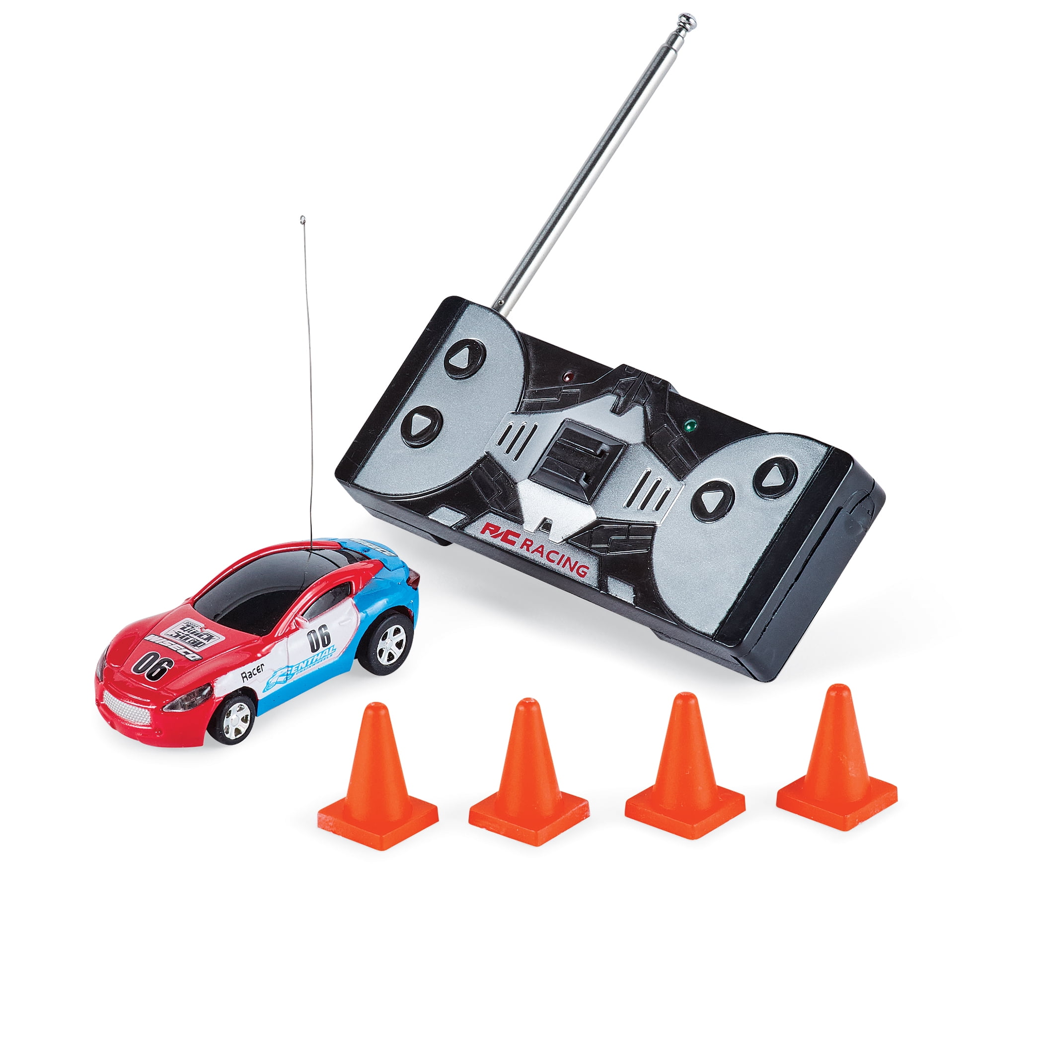 Collections Etc Mini Remote Control Car In A Can with 4 Orange Cones