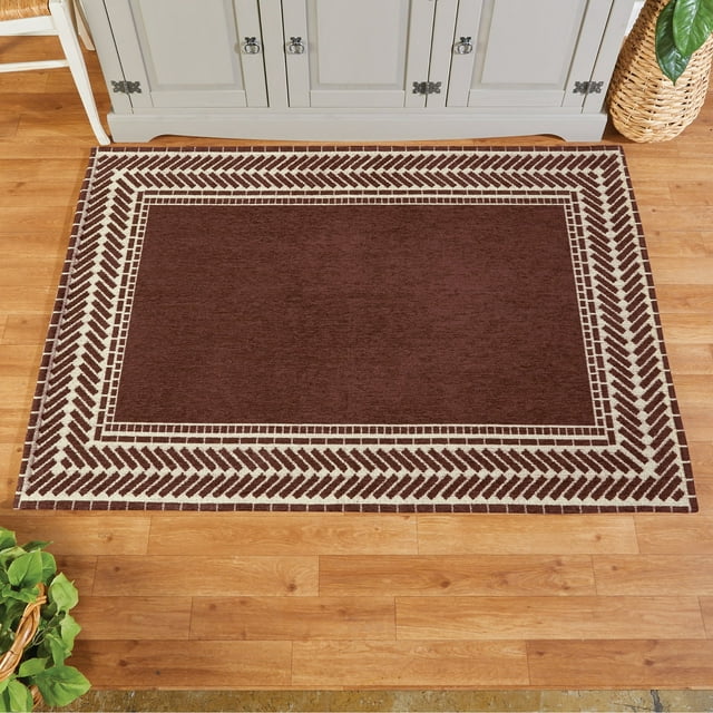 Collections Etc Modern Border Chenille Accent Rug