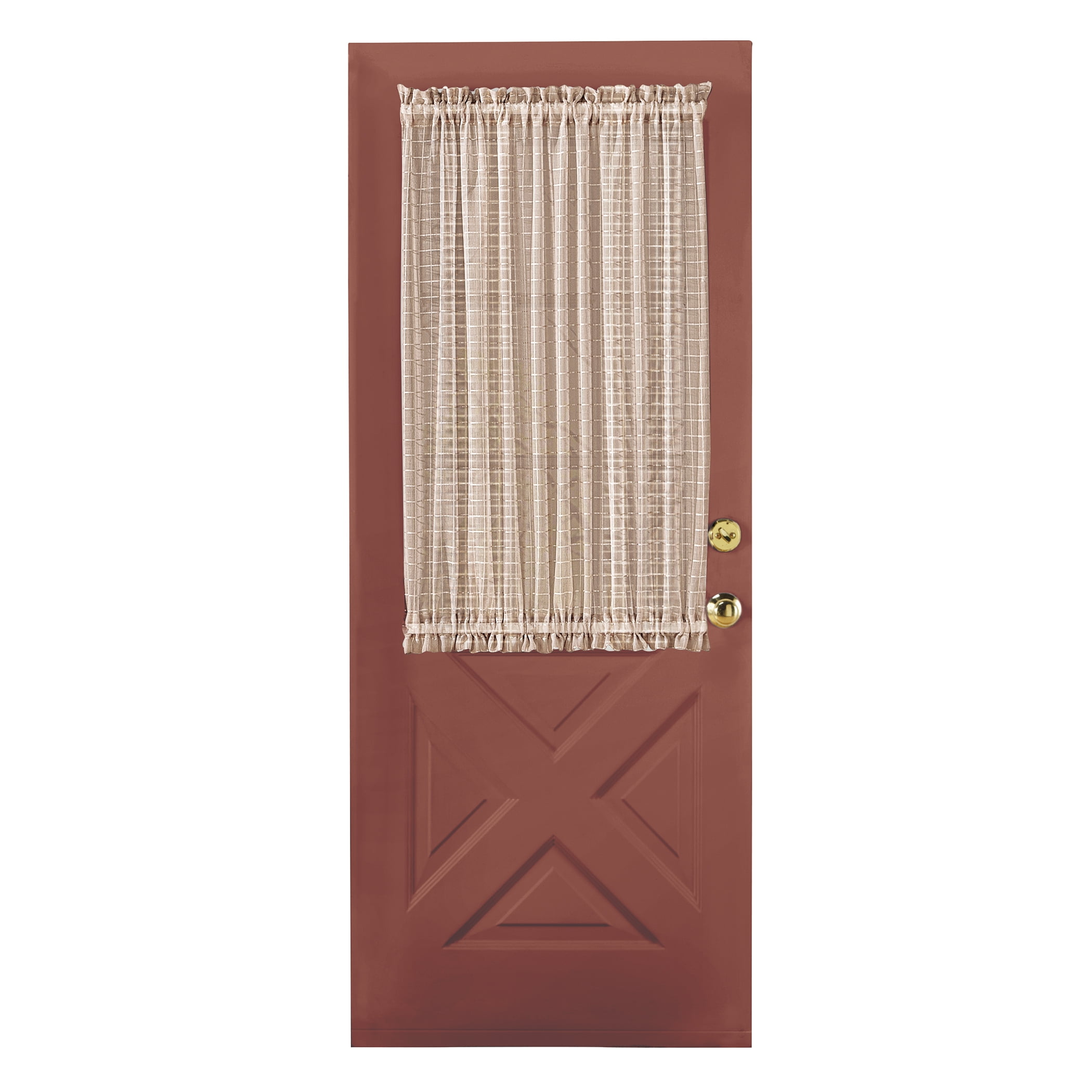 Collections Etc Montauk Woven Check Sheer Rod Pocket Door Panel