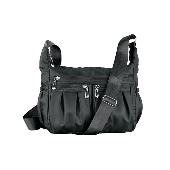 Collections Etc Multi Zippered Pocked Nylon Adjustable Strap Handbag