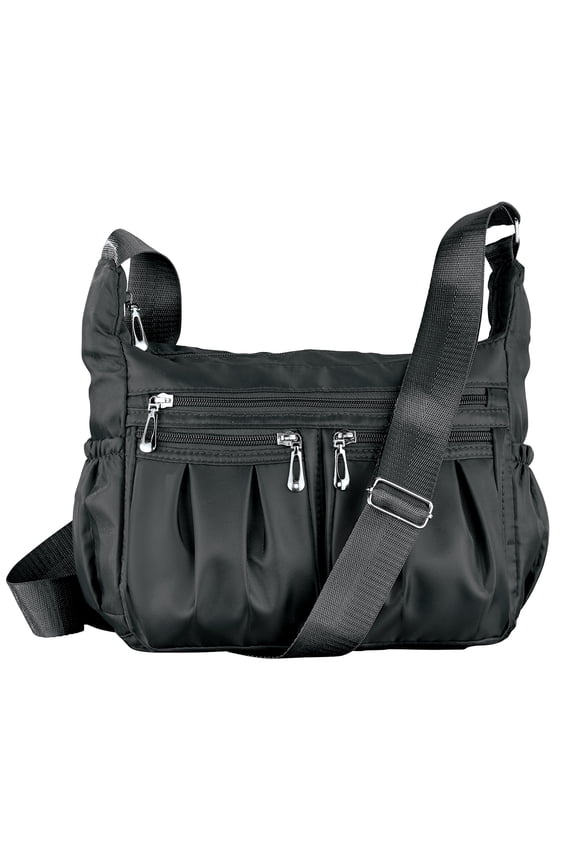Collections Etc Multi Zippered Pocked Nylon Adjustable Strap Handbag