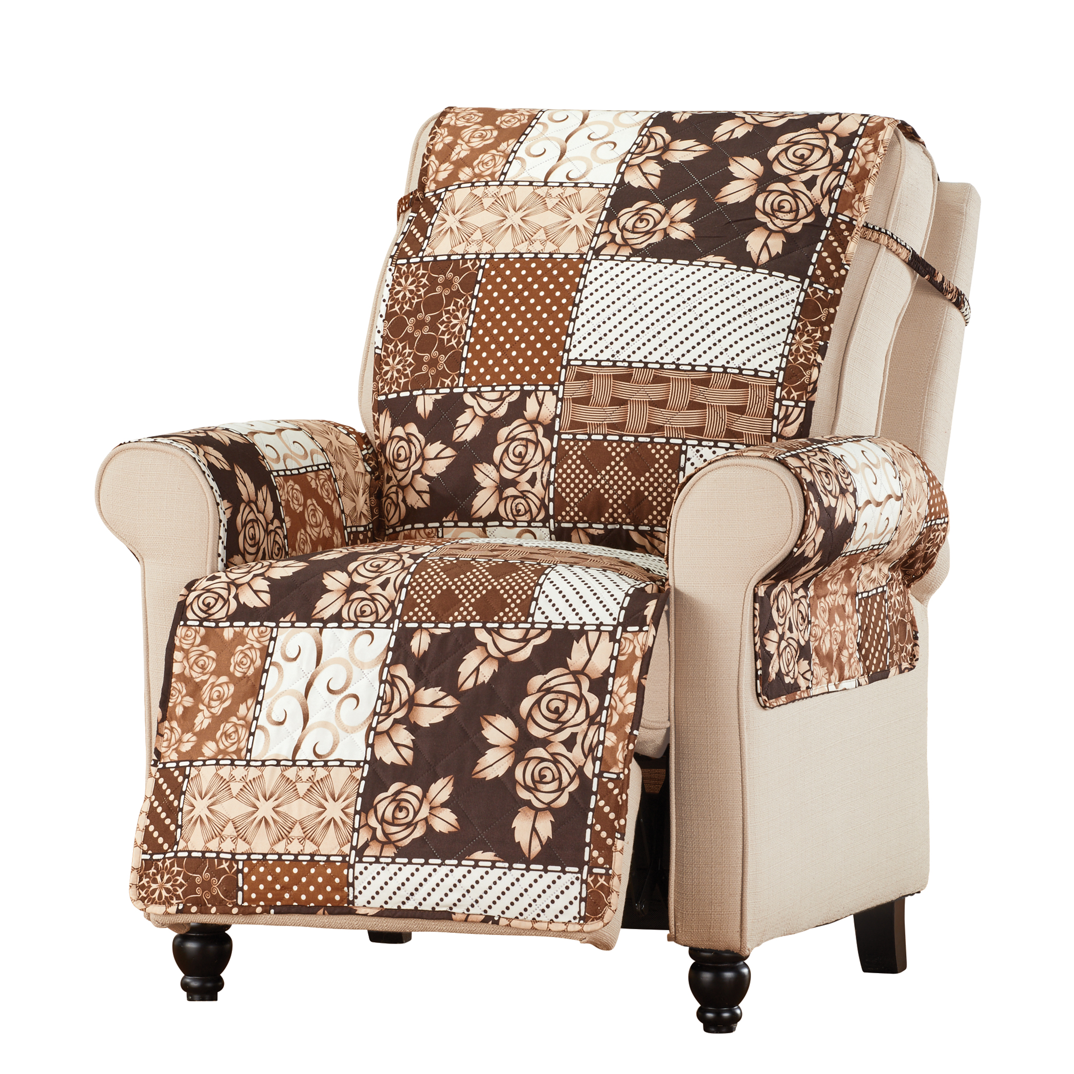 Collections Etc Neutral Colored Floral Patchwork Furniture Cover