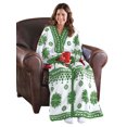 thumbnail image 1 of Collections Etc Nordic Snowflake Soft Fleece Wearable Blanket Green 60" x 67" x 0.13", 1 of 8