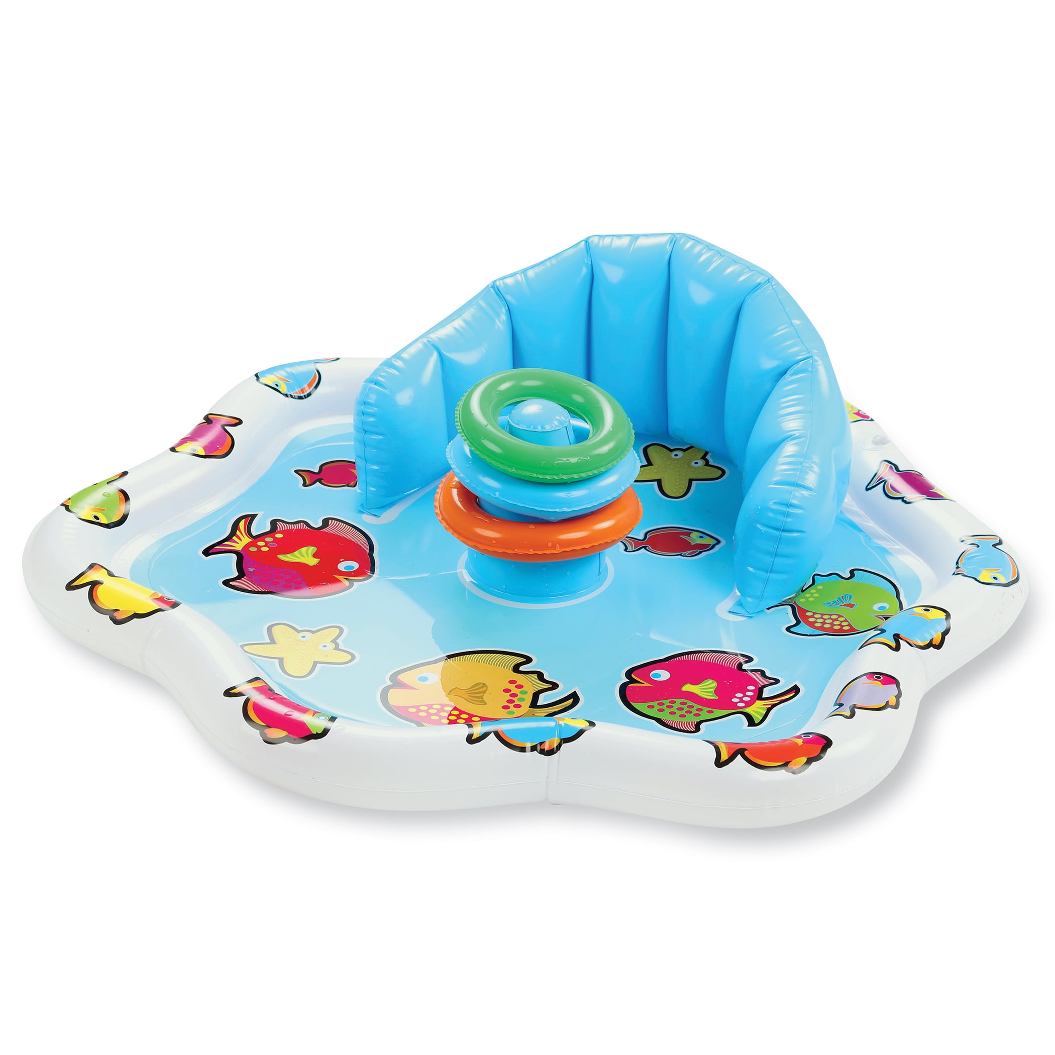 Collections Etc Outdoor Baby Splash Mat with 3 Inflatable Rings and