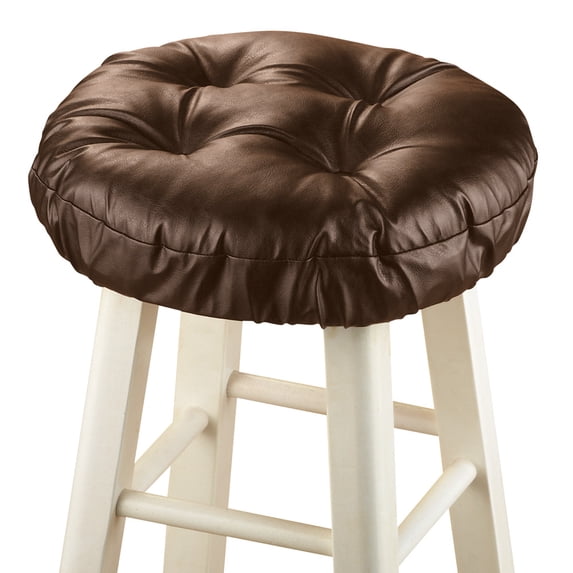 Collections Etc Foam-Padded Thick Waterproof Barstool Seat Cover Cushion with Slip Resistant Backing, Dark Brown