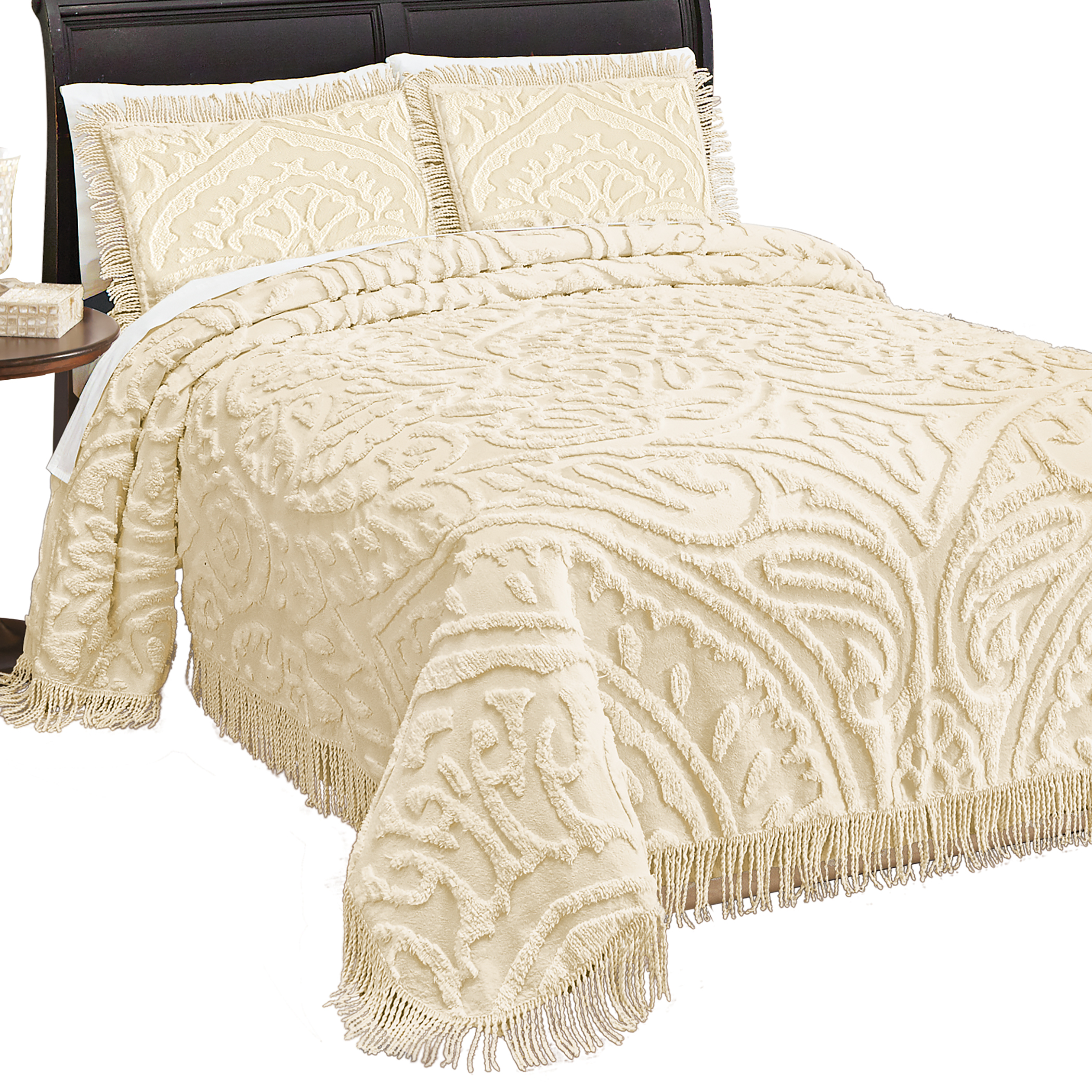 Collections Etc Paisley Medallion Chenille Fringe Bedspread