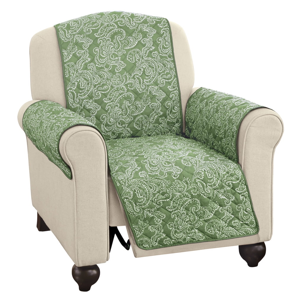 Collections Etc Paisley Quilted Furniture Cover Protector Sage Jumbo