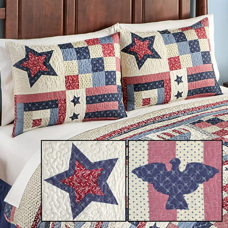 Collections Etc Patriotic Country Home Americana Quilted Bedding Pillow