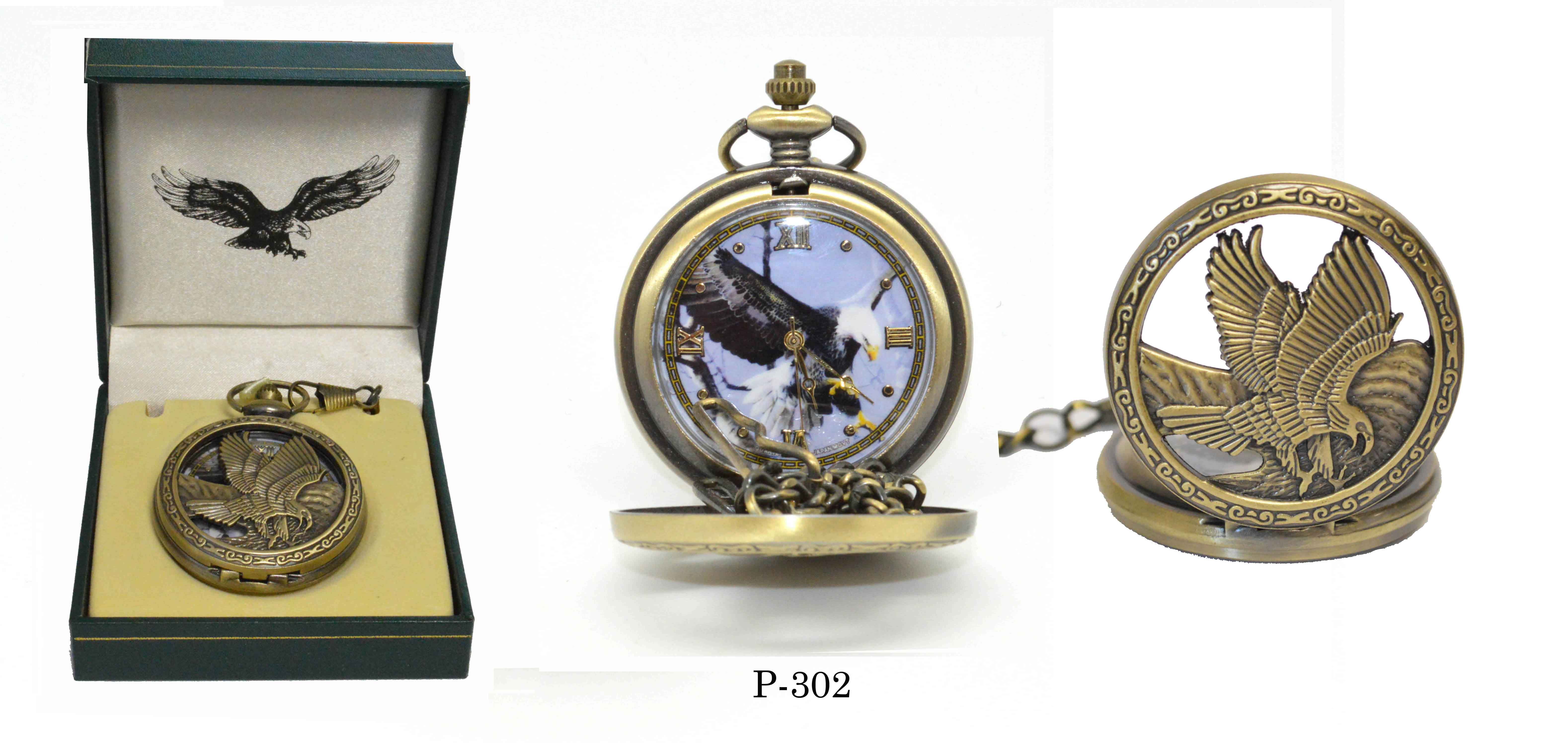 SIGMA IMPEX Collections Etc Patriotic Flying Eagle Pocket Watch with Gift Watch