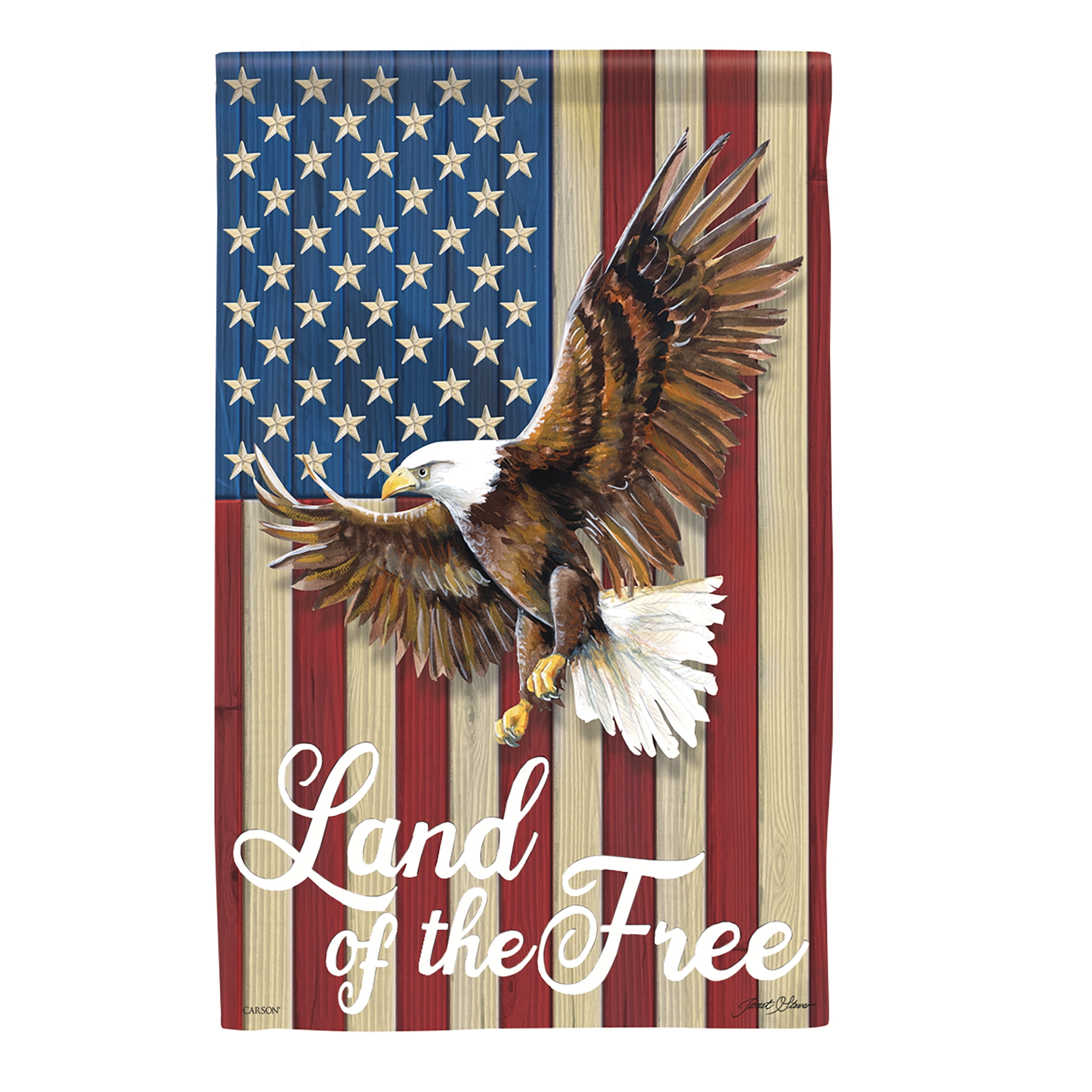 Patriotic Land of the Free Eagle Polyester Garden Flag