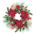 thumbnail image 1 of Collections Etc Poinsettia with Pine Artificial Holiday Door Wreath, 21" Diameter, 1 of 2