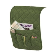 Collections Etc Quilted Organizer and Space Saving Armrest Cover with 1 Large and 4 Small Pockets, Olive