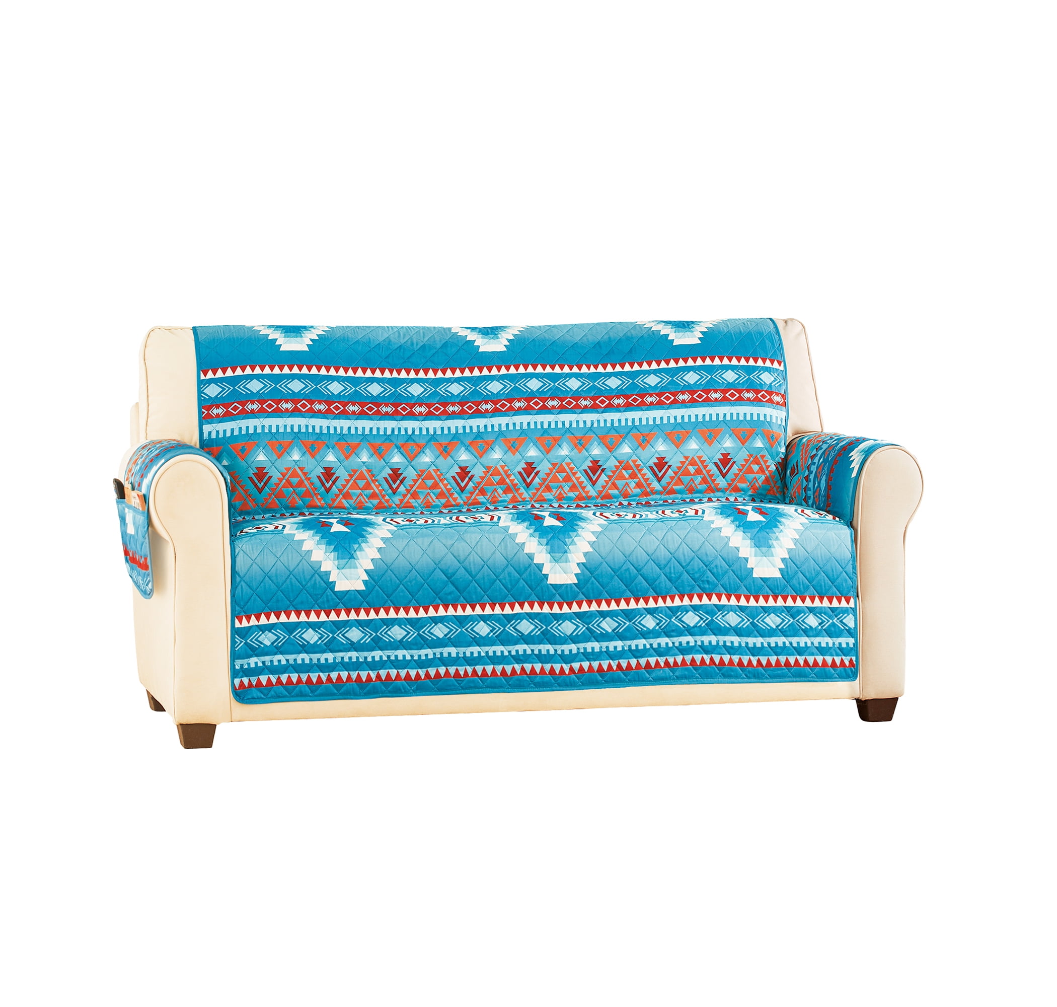 Collections Etc Quilted Turquoise Southwest Aztec Furniture Cover