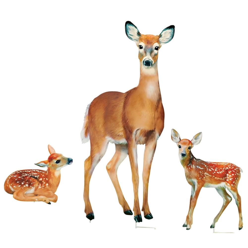 Realistic Iron Deer Family Garden Stakes Set, 3 Pieces