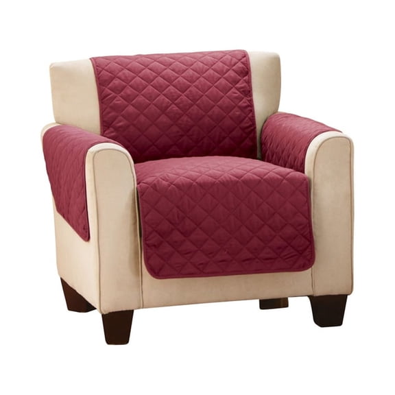 Collections Etc Reversible Quilted Furniture Protector Cover, Burgundy/Taupe, Chair
