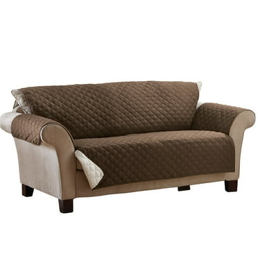 Collections Etc Reversible Quilted Furniture Protector Cover, Chocolate/Tan, Sofa