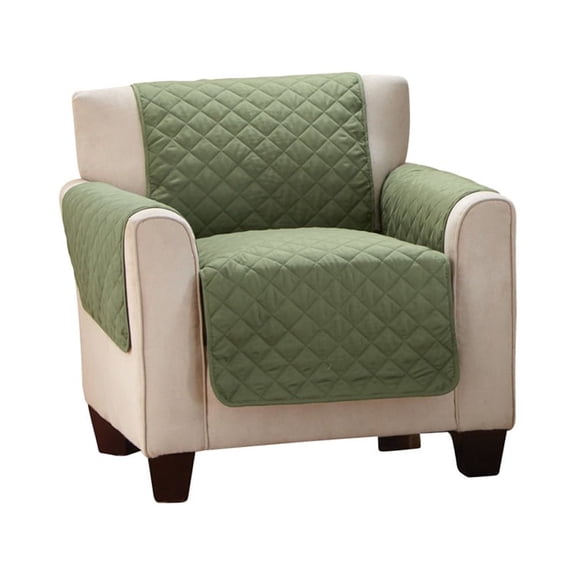 Collections Etc Reversible Quilted Furniture Protector Cover, Olive/Sage, Chair