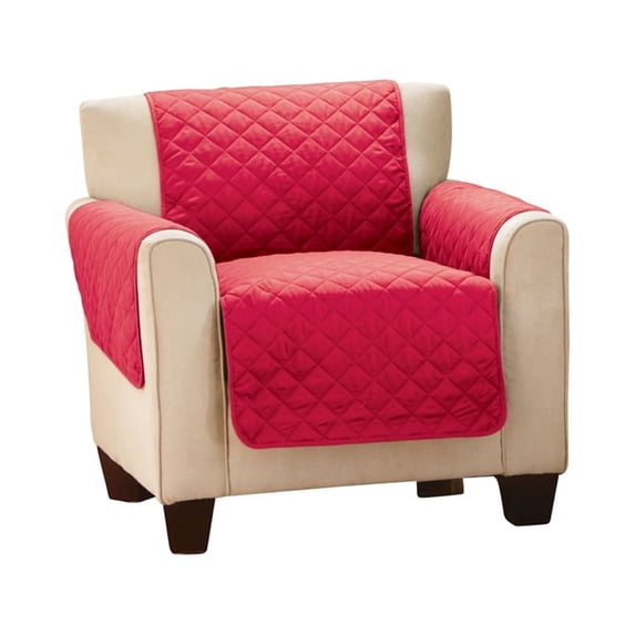 Collections Etc Reversible Quilted Furniture Protector Cover, Red/Cream, Chair