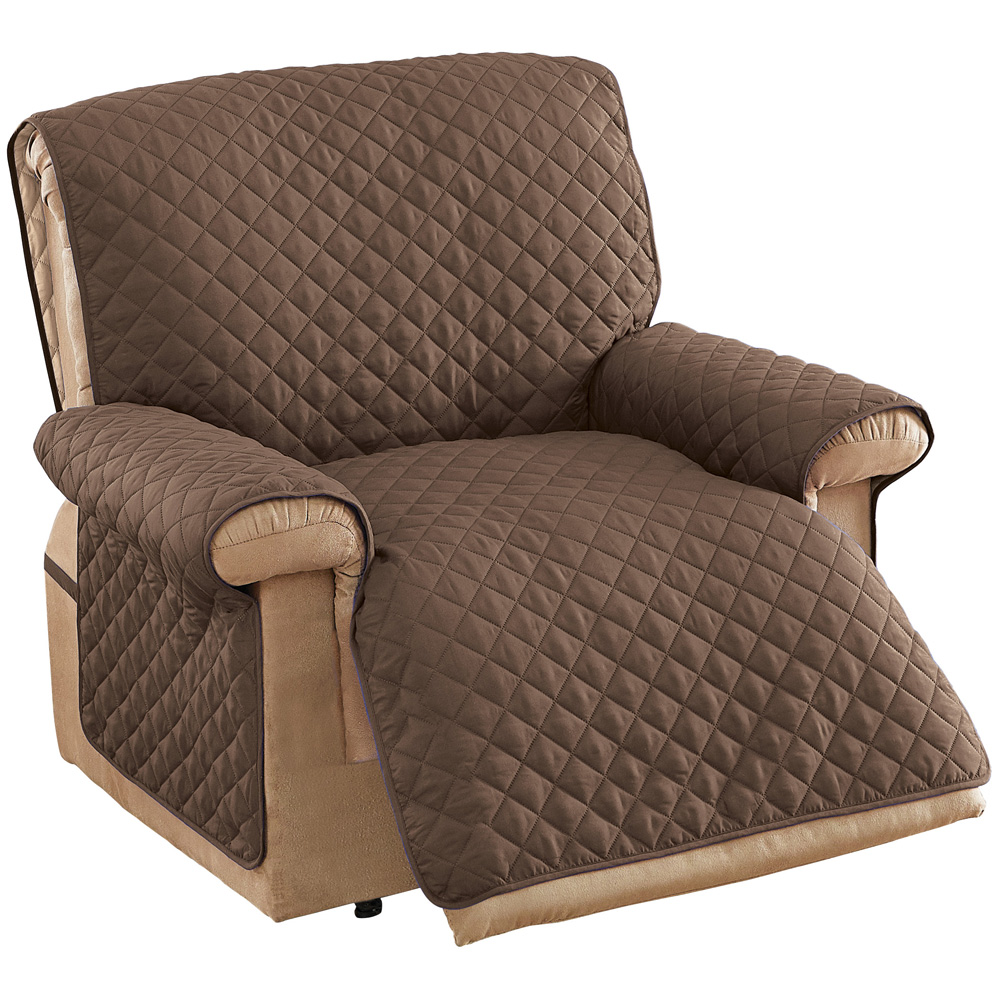 Collections Etc Reversible Quilted Jumbo Recliner Cover, SpillResistant with Ties Covers Seat