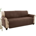 thumbnail image 1 of Collections Etc Reversible Spill Resistant Quilted Furniture Protector Cover with Ties - Covers Seat Bottom, Seat Back and 2 Seat Arms, Chocolate/Tan, Sofa, 1 of 10