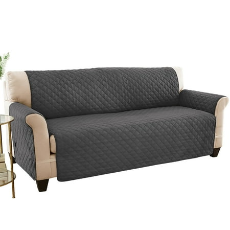 Collections Etc Reversible Spill Resistant Quilted Furniture Protector Cover with Ties - Covers Seat Bottom, Seat Back and 2 Seat Arms, Slate Grey/Silv, Loveseat