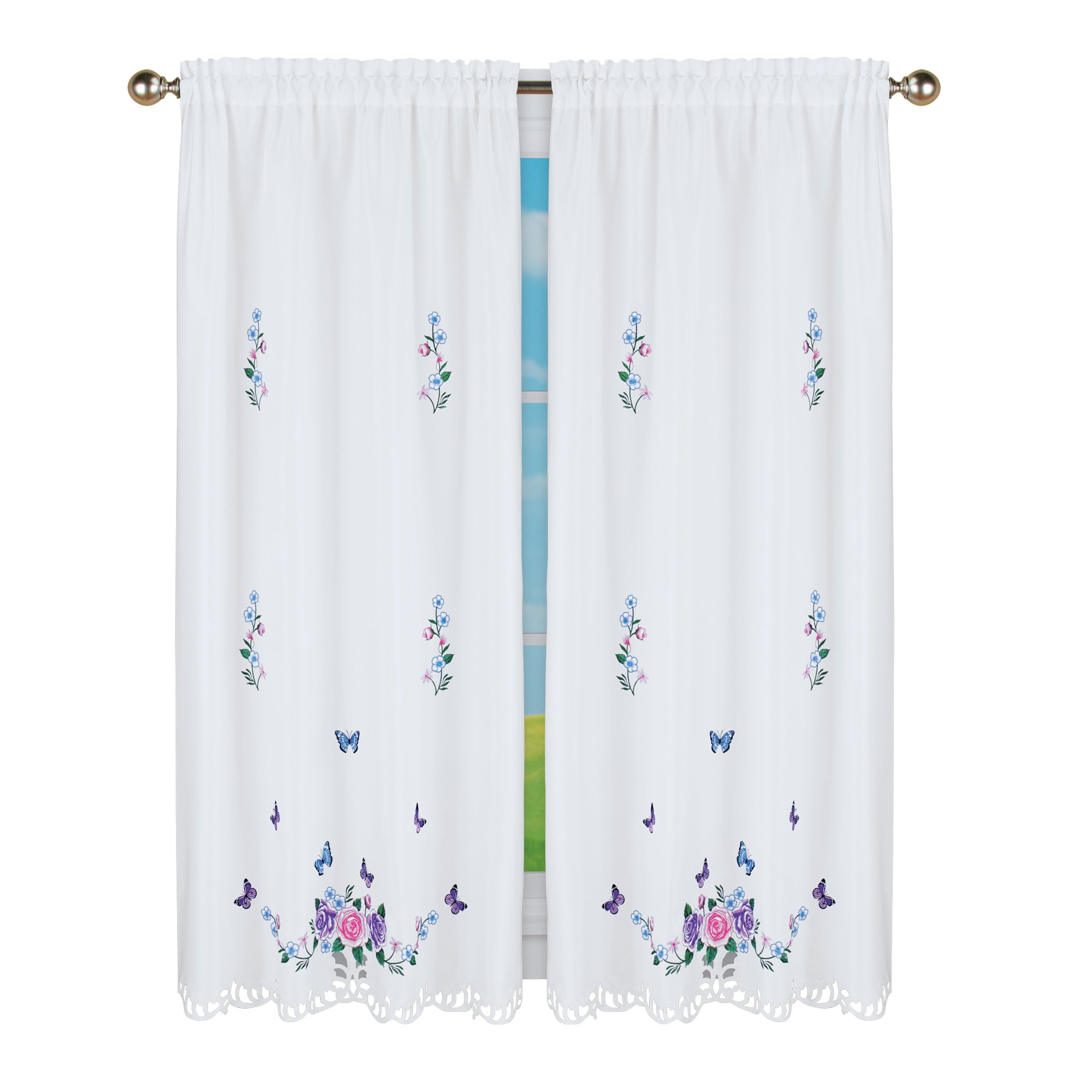 White Polyester Light-Filtering Rod Pocket Panel Pair