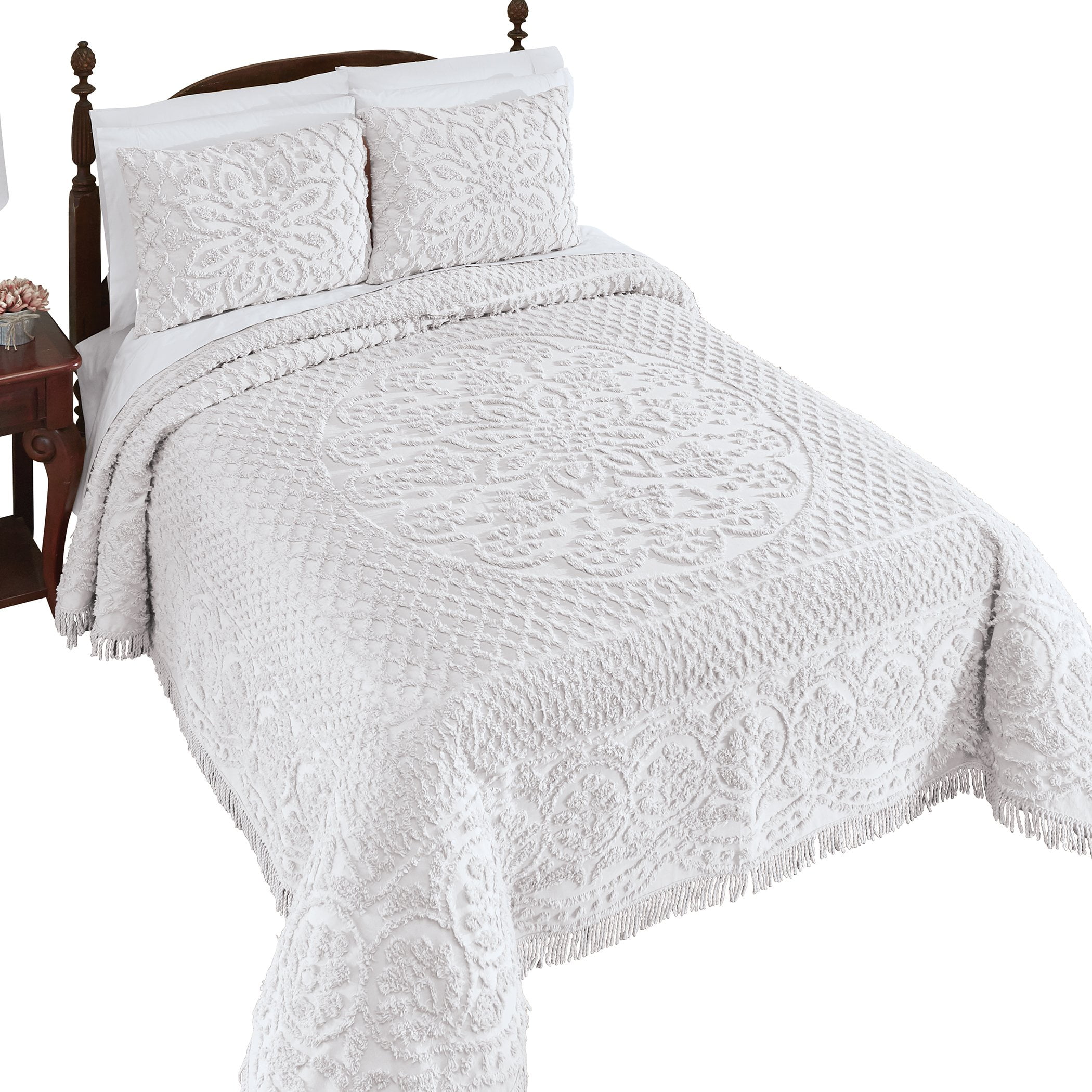 Collections Etc Sara Chenille Floral and Scrolls Bedspread
