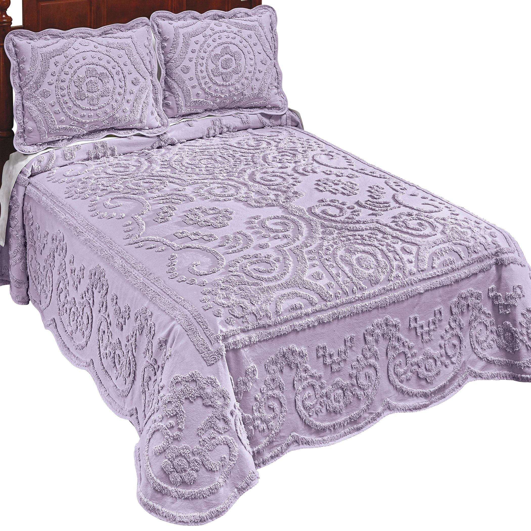 Collections Etc Scalloped Chenille Cotton Luxury Bedspread
