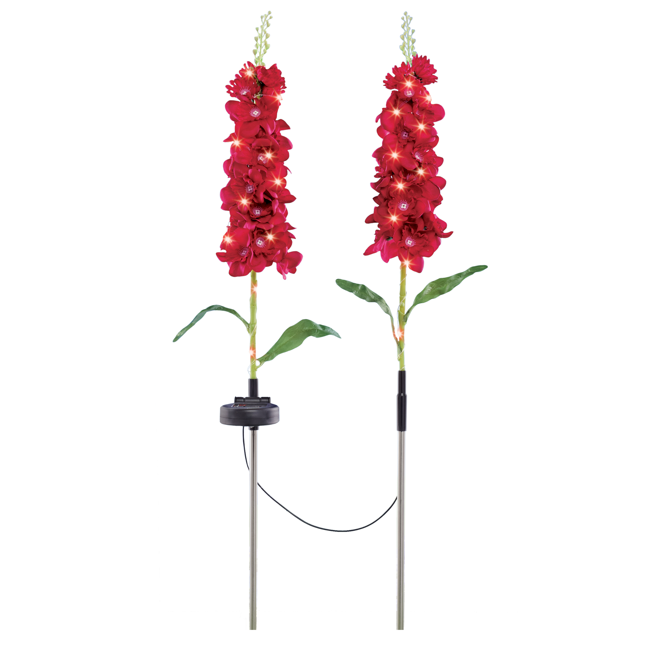 Collections Etc Set of 2 Solar Powered Hyacinth Garden Stakes