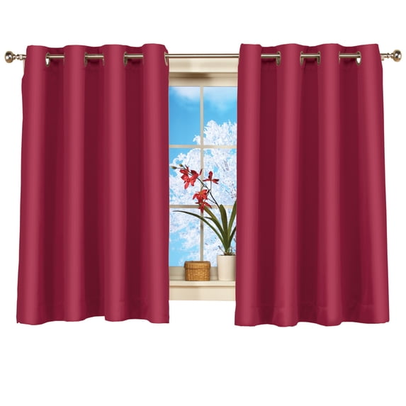 Collections Etc Short Blackout Window Curtain Panel, Energy-Efficient, Noise-Reducing and Light-Blocking Triple-Layer Technology, Grommet Top, Burgundy, 56" X 54"