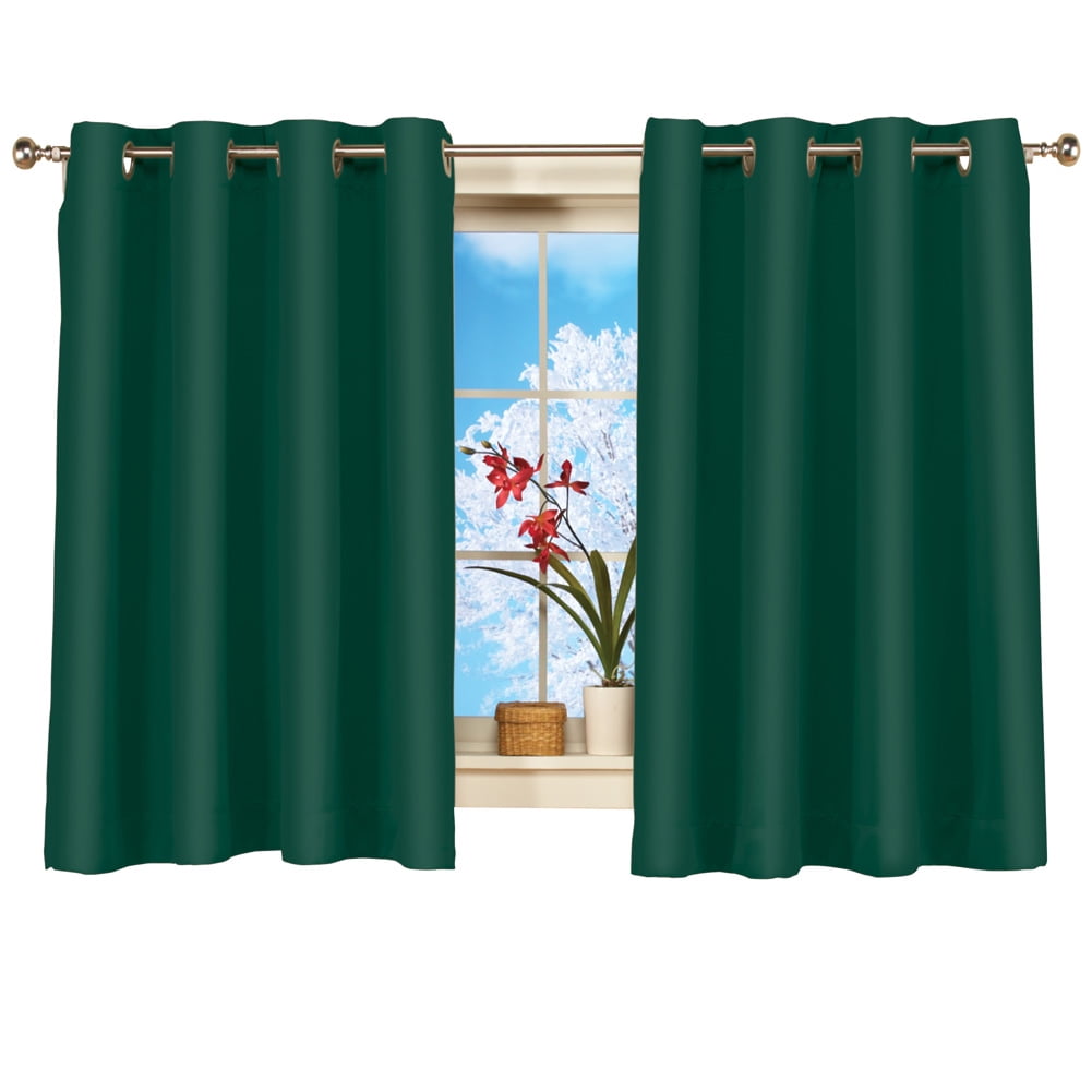 Forest Green Blackout Polyester Grommet Window Panel with Lace Detail
