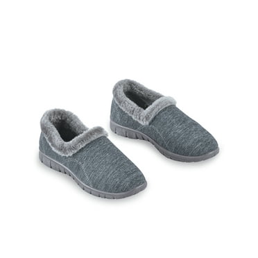 Collections Etc Skid Resistant Faux Fur Lined Flexible Slip On Shoes