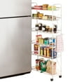 thumbnail image 1 of Collections Etc Slim Rolling Pantry 6-Tier Shelf, White Metal with Elegant Scroll Design Accent - Extra Kitchen and Bathroom Storage, 10", 1 of 2